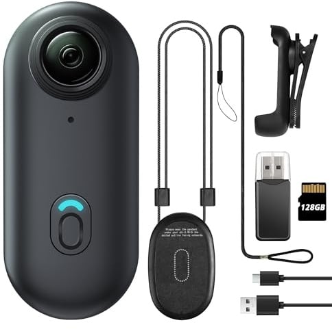 4K 128GB Mini Körperkamera, tragbare Action Body Cam, Daumengröße Hände frei Aufzeichnung Körper getragen Kamera, Premium tragbare Camcorder Mount überall für Arbeit, Reisen, Haustier zu Fuß (schwarz)