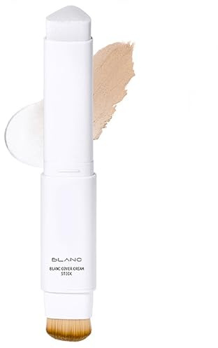 Blanc Cover Cream Stick V - Korean Colour Changing Foundation Stick - Colour Changing Foundation Stick with Volufiline - 2 in 1 Dual Ended White Foundation Stick, Portable for Daily Use(Natural)