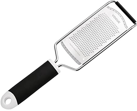 Vogue Fine Grater, Black & Stainless Steel, Narrow Blade, Fine shred, Fine Cheese Grater, Fine Chocolate Grater, Parmesan Grater, Hanging Hole in Handle for Storage, DM023