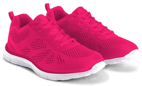 Get Fit Womens Mesh Running Trainers Athletic Walk Gym Shoes Sport Run - Fushia - 8-41 - CD0050