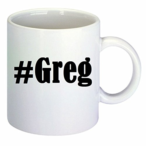 Kaffeetasse #Greg Hashtag Raute Keramik Höhe 9,5cm ? 8cm in Weiß