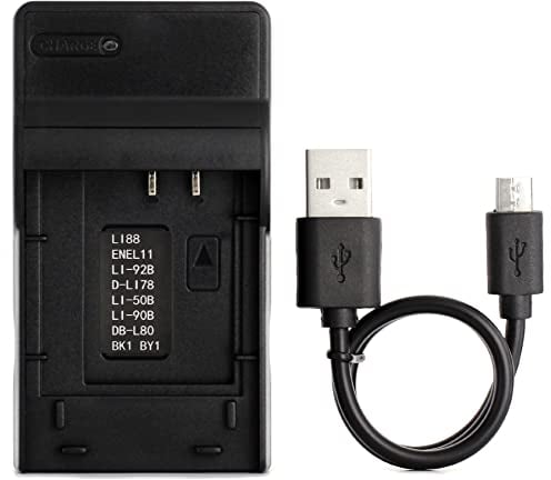 D-LI78 USB Charger for Pentax Optio L50, Optio M50, M60, Optio S1, V20, W60, W80 Camera and More