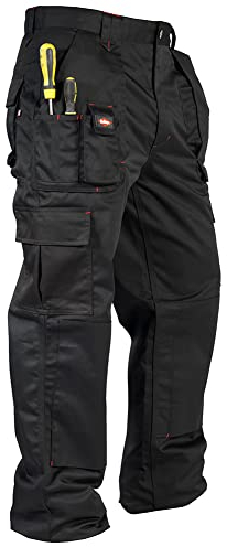 Lee Cooper LCPNT206 Arbeitskleidung Herren Multi Pocket Pflegeleicht Strapazierfähige Kniepolstertaschen Sicherheit Arbeit Cargohose, Schwarz, 36W/33L
