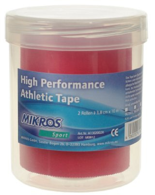 Mikros High Performance Athletic Tape - 2 Rollen-Box (3,8 cm x 10 m), Rot