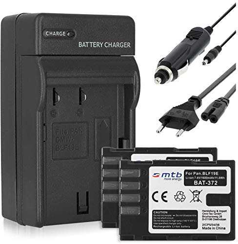 Bundle: 2 Batteries DMW-BLF19 + Chargeur Compatible avec Panasonic Lumix DMC-GH3, GH4, GH4R / DC-GH5, GH5s / Compatible avec Lumix G9 / Compatible avec Sigma BP-61 / SD Quattro (H)