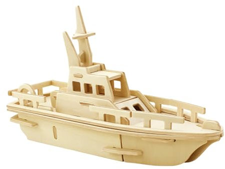 EQLEF 3D Jigsaw Lifeboat Model Woodcraft Kit Wooden Puzzle Toy