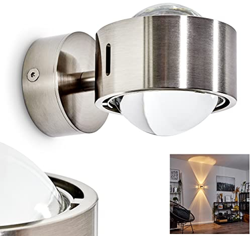 HOFSTEIN Wandlampe Sapri aus Metall in Nickel - indirektes Raumlicht scheint durch zwei Licht-Schlitzen - gemütliches Wandlicht im modernen Design für drinnen, ohne Leuchtmittel