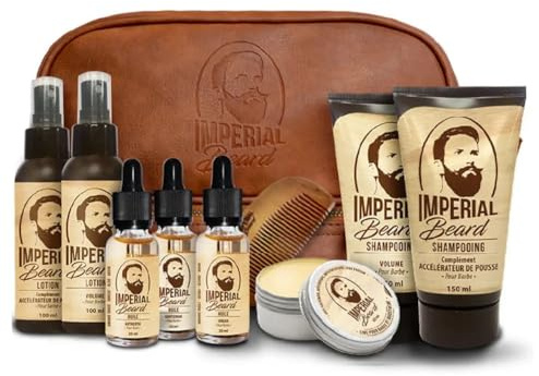 Imperial Beard Bartpflege-Komplettset, im Kulturbeutel, 9 Pflegeprodukte und 1 Kulturbeutel