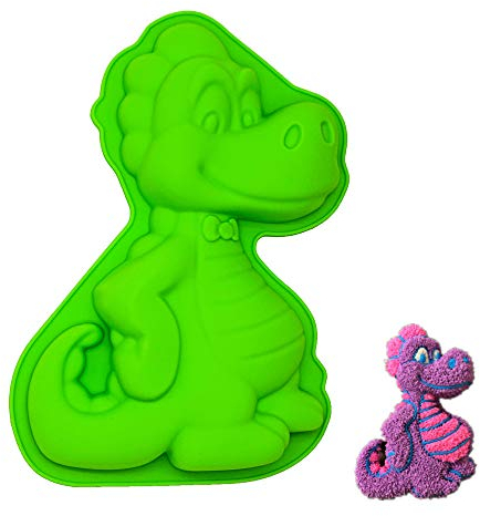 KeepingcooX® 3D Molde de pastel de feliz cumpleaños de dinosaurio para niños - Molde para hornear pastel de mousse de silicona antiadherente, resistente al calor, 24 x 4 x 17 cm