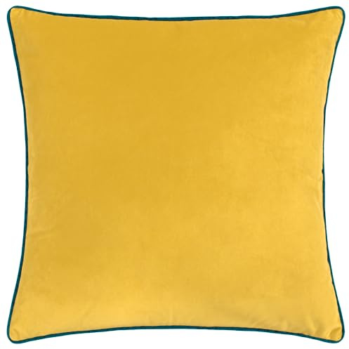 furn. Meridian Velvet Cushion Cover (Cylon/Teal - 55 x 55cm) | Soft velvet cushion cover with contrast piping and concealed zip. 55 x 55cm. Cushion cover only.