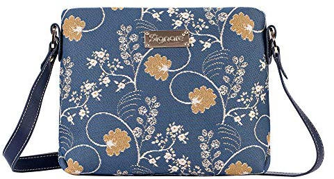 Signare Tapisserie Kleine Handtasche Damen, Umhängetasche Damen, Schultertasche Damen mit Blumenmustern (Austen Blue)