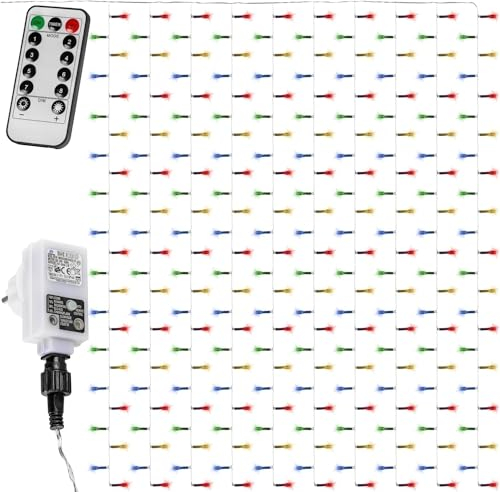 VOLTRONIC LED Lichtervorhang, innen und außen, IP44, Fernbedienung, Größen- und Farbwahl, 6x3 m 600 LEDs, bunt