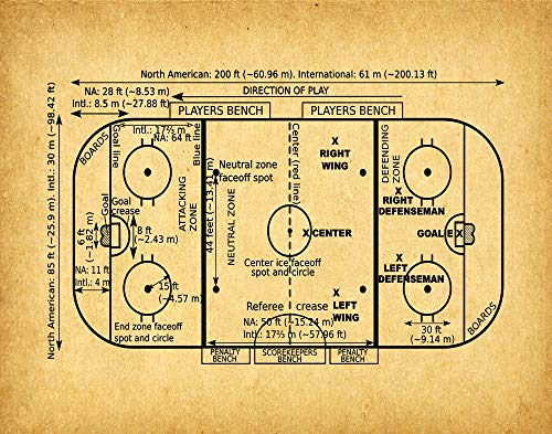 WallBUddy Ice Hockey Gift Ice Hockey Rink Poster Ice Hockey Poster Gift for Ice Hockey Player Ice Hockey Decor Ice Hockey Print Art WB1H (21cm x 30cm, Vintage)