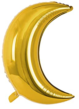 PartyDeco Folienballon in Form des Mondes Moon in Gold- Dekoration für Geburtstag- Größe: ca. 60 cm Ballon für Hel Air Ballon Girlande Partys Ballon Backdrop Party