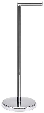 Toilettenpapierhalter stehend,Klopapierhalter Stehend,Oberflächenbehandlung aus verchromtem Stahl,Toilettenpapierhalter-Spender mit schwerem Boden,19x19x55cm,für Badezimmer, Der obere Halter 13cm