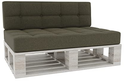 Gutekissen® Palettenkissen Gesteppte Kissen mit Knöpfen, Palettenauflagen Sitzkissen Rückenlehne Gesteppt PFG (Set (Sitzkissen 120x80 +Rückenlehne 120x40), Dunkelgrün)