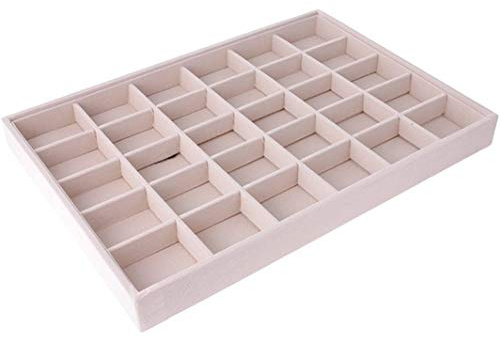 POFET Schmuck Tablett Display, Schmuck Organizer Showcase Box Holder Stapelbar für Halsketten Armbänder Ringe Ohrringe Lagerung, 35 x 24 x 3 cm