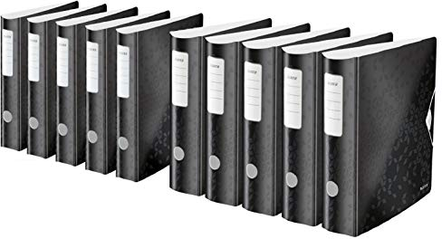 Leitz Wow (Ordner Paket, Schwarz) je 5 Ordner in schmal und breit