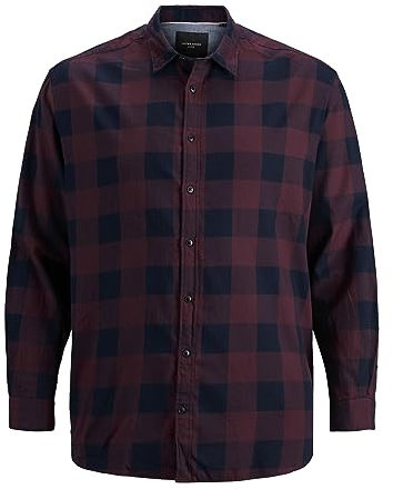 JACK & JONES JJEGINGHAM Twill Shirt L/S Noos Chemise, Rouge (Port Royale/Slim Fit), XL Hommes