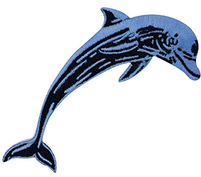 Finally Home Delfin, Delphin Patch zum Aufbügeln | Meer Patches, Wasser Bügelflicken, Flicken, Tiere Aufnäher für Erwachsene und Kinder