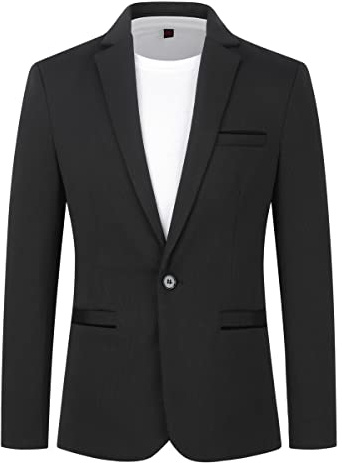 YOUTHUP Giacca da Uomo Slim Fit Blazer 1 Bottone Monopetto Formale Business Suit