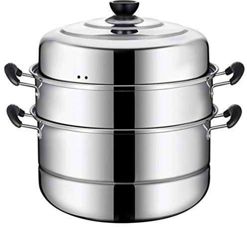 Yardwe Rack Stainless Steel 3 Tier Pot Pasta Pot Three Layer Steaming Pot Stockpot Soup Pot with Lids Kitchen Steaming Container Cookwares 28cm Steam Basket