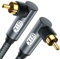 EMK - Cable coaxial digital para subwoofer, cable RCA chapado en oro, cable de audio para subwoofer, receptor AV, amplificador, cine en casa (3M, 90 Grados RCA a 90 Grados RCA, Gris)