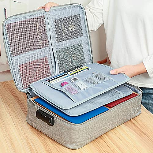Große tragbare Dokumenten-Organizer-Tasche mit Schloss, Reise-Gadgets, Organizer, sichere Datei-Aufbewahrungstasche für wichtige Dokumente, Zertifikate, iPad, Reisepass, Karten