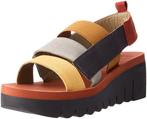 Fly London Damen YERE847FLY Sandal, Brick/Multicolor/Brick, 40 EU