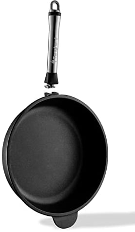 Tangherò Padella Antiaderente Con Manico Removibile In Acciaio Inox Alta 28cm Padella Grill In Alluminio Pressofuso Con Rivestimento Diamantato Per Cucina- PA28T