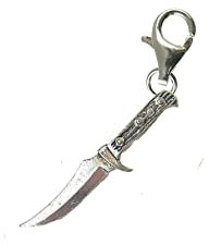 k25 Hunting knife on a Sterling Silver 925 hoop & Trigger LOBSTER Clasp charm perfect to add onto jewellery zips bags necklaces bracelets etc