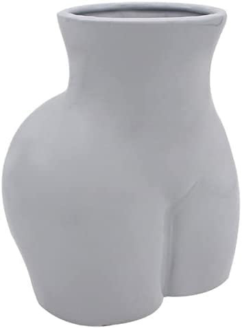 Leonardo Collection Medium White Bum Bottom Vase - Human Body Vase Ceramic Female Form Large Butt Plant Pot - Lady Butt Decorative Art Sculpture (Grey)