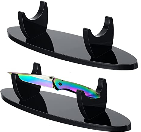 Dagger Display Stand Acrylic Desktop Dagger Stand Weapon Stand Sword Stand Huya Knife Holder For Dagger Display (Oval Black 1 pack)