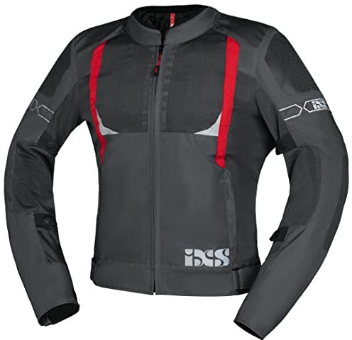 IXS Motorradjacke mit Protektoren Motorrad Jacke Trigonis-Air Sportstourer Textiljacke dunkelgrau/grau/ro 3XL, Herren, Sommer, Polyester, rot