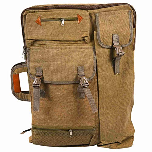Kunstportfolio Tasche Federmäppchen Rucksack Zeichnungbrett Umhängetasche Reißverschluss Schulterriemen Für Maler Studenten Kunst Khaki