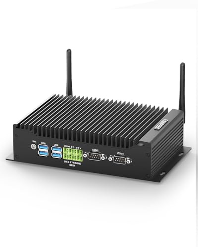 FANPEEC PC Fanless Core i7-10810U, PC Industriale 8GB DDR4 RAM 128GB M.2 SSD, Industriale Mini Computer Win 11 Pro 4K Triplo Display, WiFi5 BT4.2, GPIO, 2xGigabit LAN, 6x USB, Wake On LAN