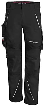Grizzlyskin Arbeitshose Schwarz, N76 - Unisex Workwear Bundhose für Männer und Damen mit vielen Taschen, Cordura-Schutzhose