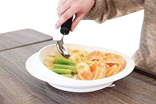 KMINA - Assiette Ventouse Adulte Handicapé (x1 Unité), Plat Ergonomique sans BPA, Anti-basculement Antidérapante, Parkinson