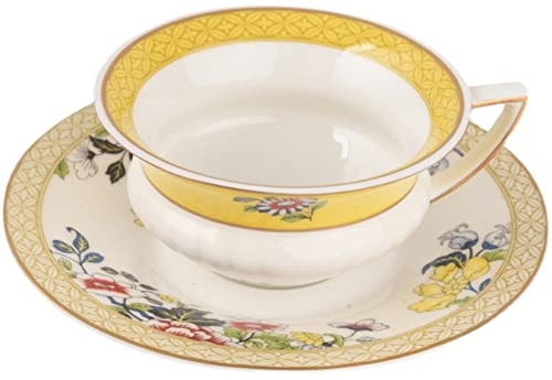 DECRZPB Tazza da caffè in ceramica fatta a mano Set tazza e piattino Fiori gialli Ceramica Set tazza da tè e piattino Piatto Tazza da latte d'avena Regalo di nozze