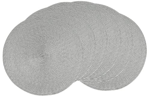 AHHFSMEI Set di 6 tovagliette rotonde intrecciate per tavoli da pranzo, in tessuto naturale, resistenti al calore, 38,1 cm, colore grigio B