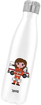 Borraccia Termica Bottiglia Termica Acciaio Inox 500ml Bottiglia Termica Made in Italy Ecologica Thermos 24 Ore Freddo & 12 h Caldo - Personalizzata con nome - Ambulanza Donna