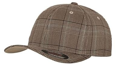 Flexfit Caps Wooly Combed Cap Delta Tartan Glen Unisex Cap Baseball XXS-XXL Basecap Mütze, L-XL, 1x Glen Check Braun/Khaki & 1x HL-Kauf Notizblock