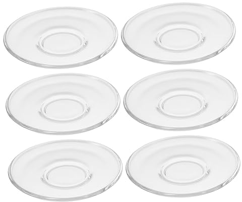 TIDTALEO 6 Pièces Sous-Verres Décor De Table Basse - Tapis De Tasse en Verre Transparent - Soucoupes Claires - Plaque De Dessous De Bureau