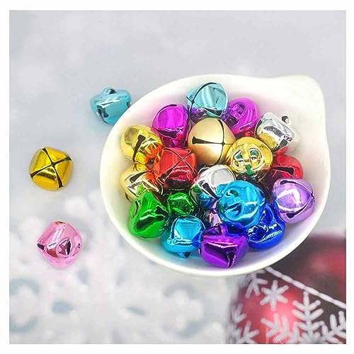 SHTGOI 50 Stück Kleine Glocken Metallglöckchen mit Öse zum Basteln Bunte Bastelglocken Glöckchen Schellen Kreuzschellen Glöckchen für Handwerk Schmuck Weihnachten Deko Haustier Glocken 20mm