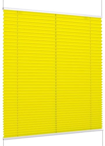 K-Home Klemmfix-Plissee Florida Gelb 120 x 130 cm (B x L) einzigartiges Design mit bezauberndem Lichteffekt