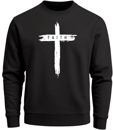 Neverless® Sweatshirt Herren Aufdruck Kreuz Cross Faith Glaube Trend-Motiv Techwear Rundhals-Pullover Fashion