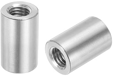 QUARKZMAN 4 Stück M10 Runde Verbindungsmuttern, 304 Edelstahl Kupplungsmutter 20mm/0.8 Länge Hülse Stange Stiftmutter für Halterung, Grobgewinde M10x20x16mm