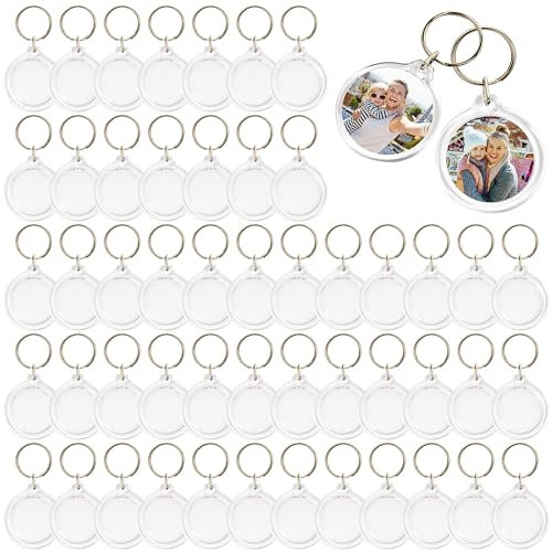 MATANA 100 Stück Schlüsselanhänger Foto (Beidseitig - 4,5cm) - Personalisierter Foto-Schlüsselanhänger zum Selbst Gestalten
