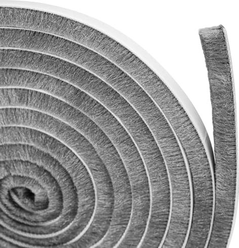 AOTUAO 6M Burletes Para Ventanas Correderas, 9mm(W) x 15mm(D) Junta de Cepillo Autoadhesiva para Burlete, Tira de Sellado Burlete Cepillo Puerta Corredera para Ventana, para Anti Frío, Ruido - Gris