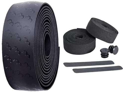 BBB CyclingUltraRibbonLenkerband|Fahrrad Handlebar Tape stoßfestes Mikrofasermaterial|Einschließlich Schutzband und Lenkerstopfen & RaceRibbon BHT-01 Lenkerband, schwarz, 200 x 3 cm
